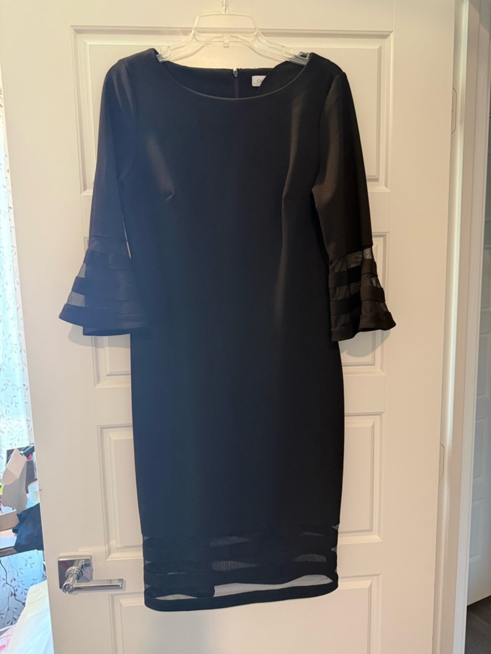 Calvin Klein Black Mesh-Trim Sheath Dress